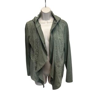 Sahalie women’s sage green boho lace cardigan jacket medium